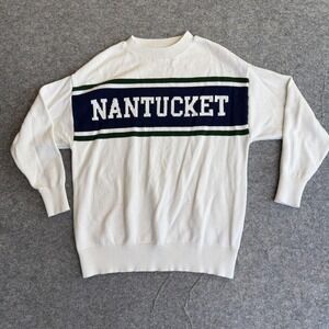 Sweater Women's Small White Nantucket Stripe Crewneck Knit Pullover Beach Sea